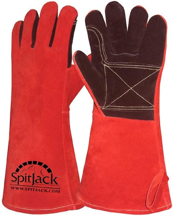 SpitJack Heat Resistant Fire Protection Fireplace Gloves for Grill, Welding, BBQ Cooking, Wood Stove, Oven, and Kitchen